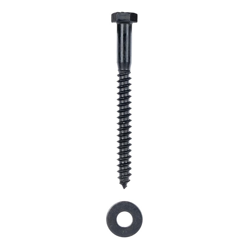 MAKERS BOLT 5/16 x 4 (50 Pack) Lag Screw Kit, 50 Screws and 50 Washers, Ceramic Black Ruspert Coating for Exterior Use, Meets ASTM A307 and ASME B18.2.1, Industrial/Commerical Grade by - Image 2